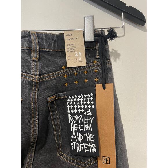 NWT Ksubi Playback Raven Trashed High Waisted Straight Leg Jeans Black 25 26 - Picture 5 of 7
